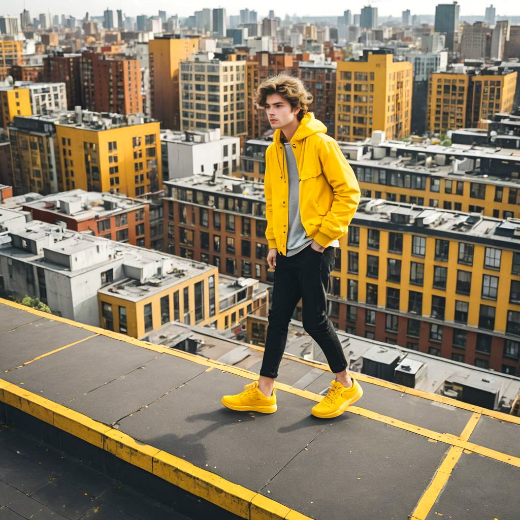 Urban Adventure: Teen in Yellow Sneakers