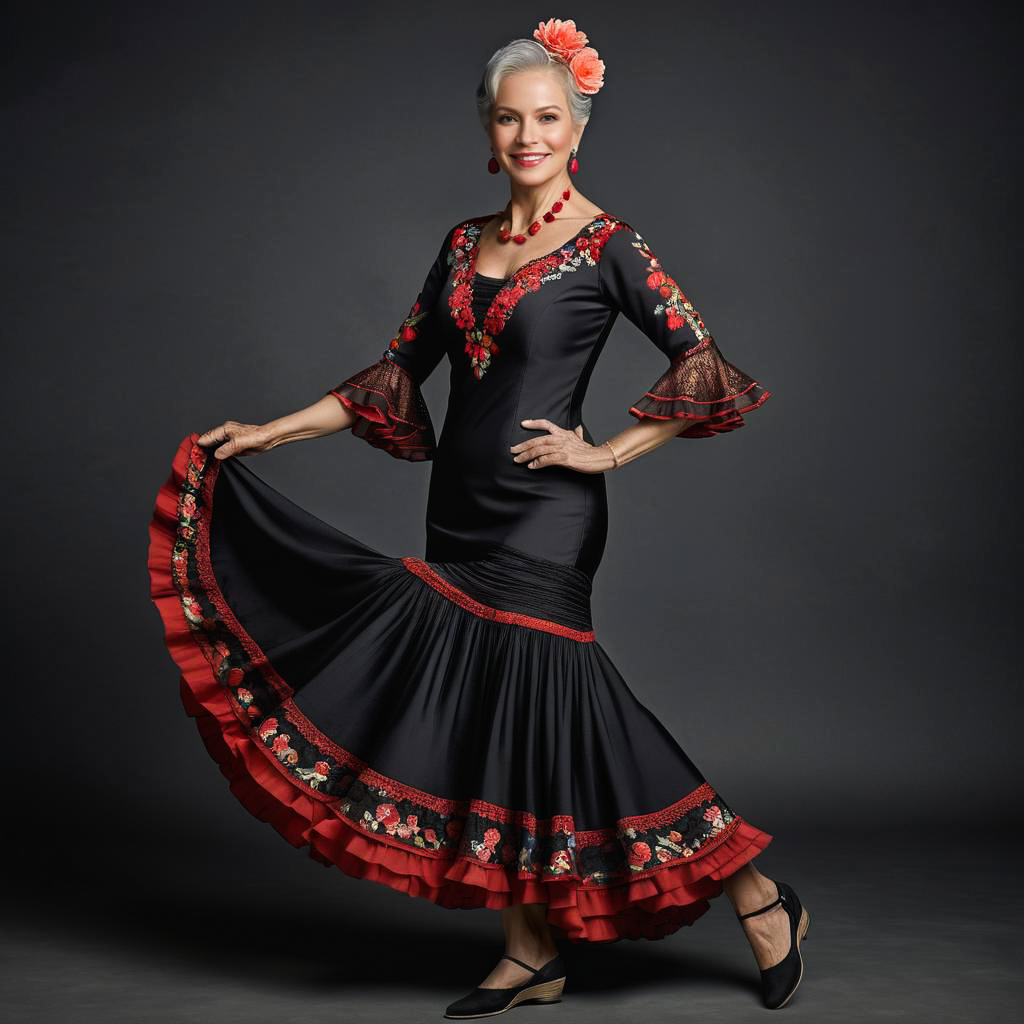 Smiling Grandmother in Flamenco Dress