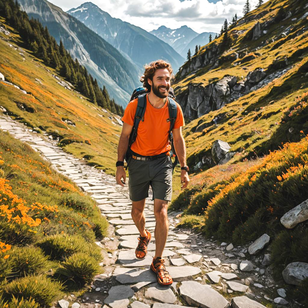 Adventurous Backpacker on Scenic Trail