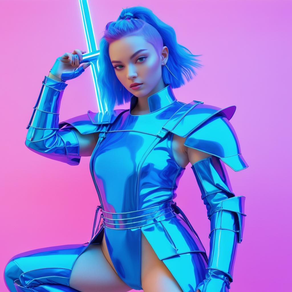 Vibrant Cyberpunk Samurai Pop Art