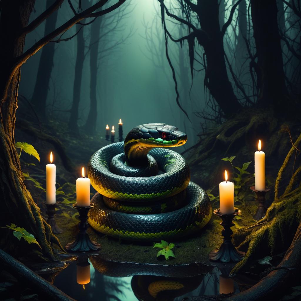 Gothic Horror: Decaying Snake in Forest