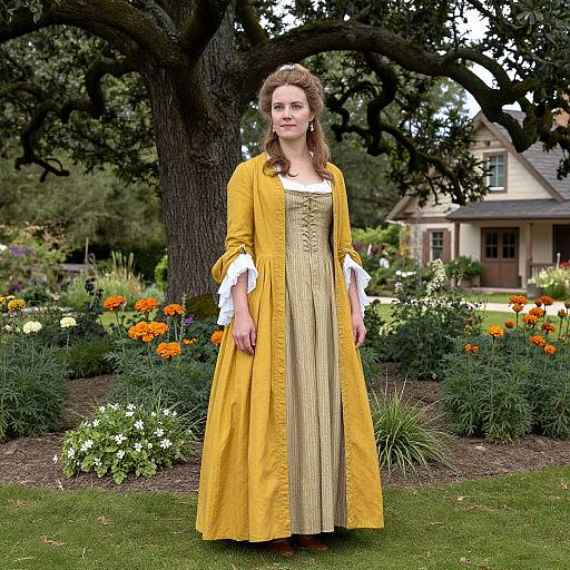 Woman in 18th Century Marigold Dress