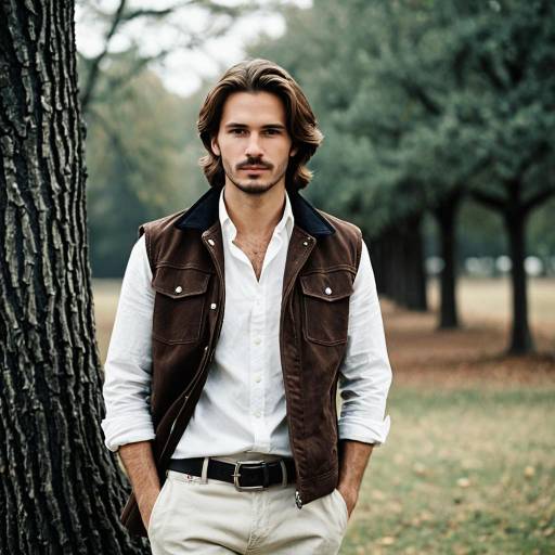 Man in Casual Outdoor Outfit Leaning on Tree