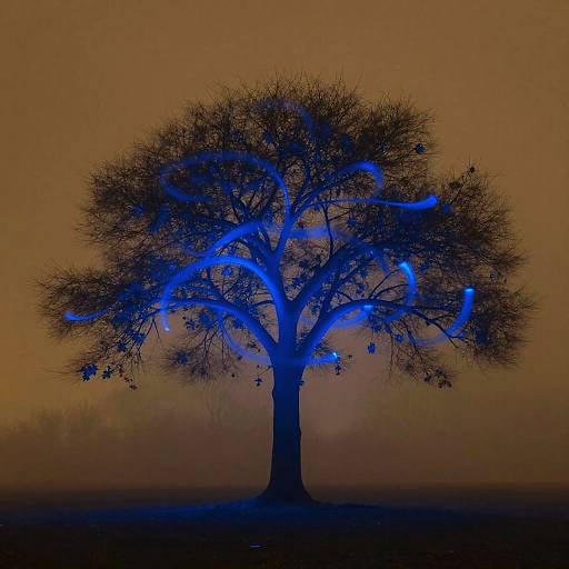 Midnight Blue Tree Light Painting
