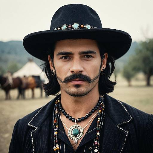 Man in Gypsy Costume with Cowboy Hat
