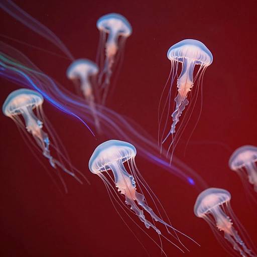 Glowing Jellyfish Migration in Crimson Sky