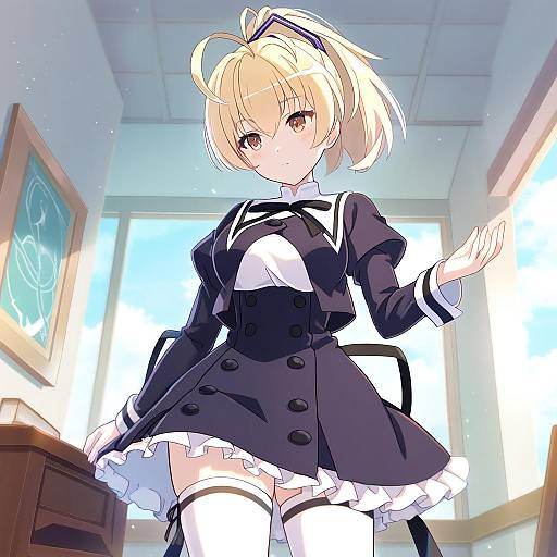 Illustration of Andou tazusa, assault lily in the style of Himeyamato