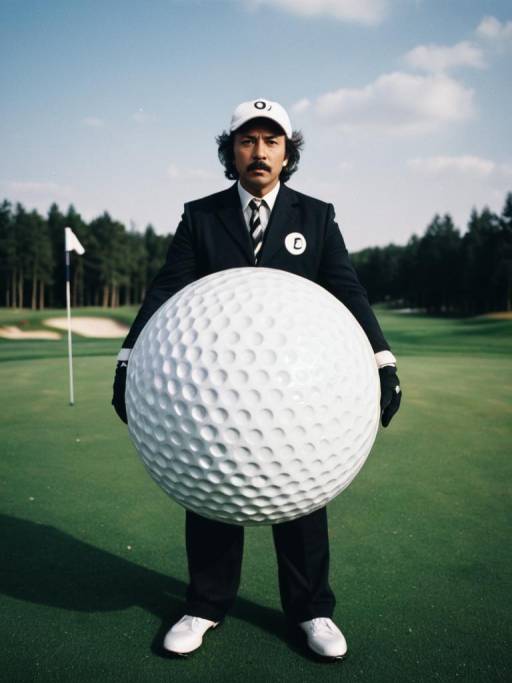 Man in Golf Ball Costume on Golf Course