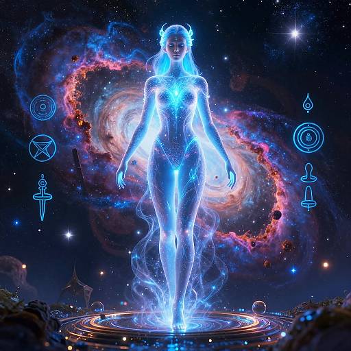 Ethereal Lyrian Starseed in Cosmic Landscape