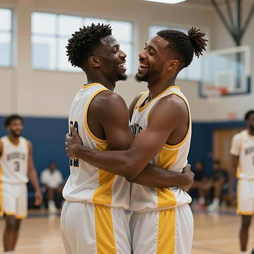 Joyful Basketball Embrace in the Gym
