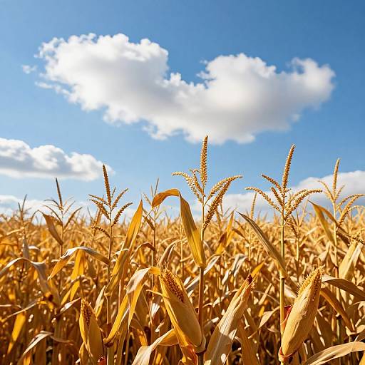 Golden Cornstalks Under Sunny Sky