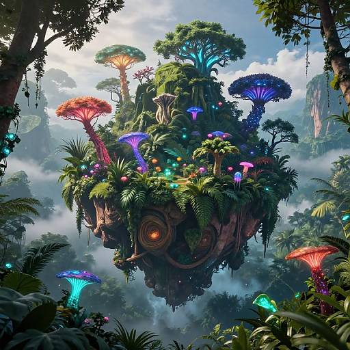 Bioluminescent Floating Jungle Island