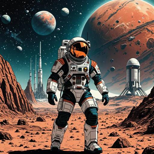 Futuristic Mars Explorer Comic Art
