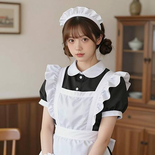 Elegant Maid Portrait with Brown Hair