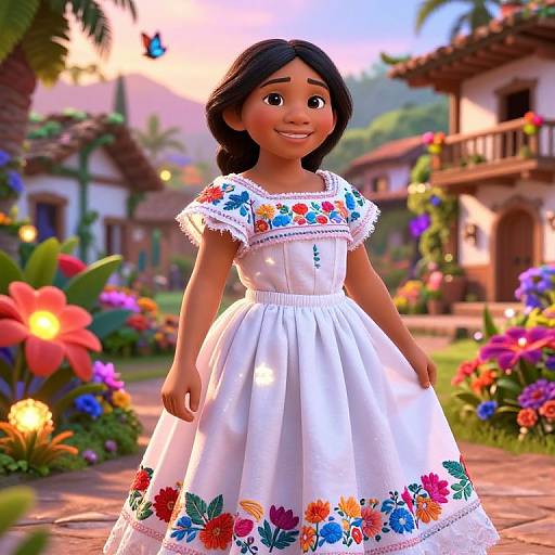 Photorealistic Mirabel in Magical Colombian Village