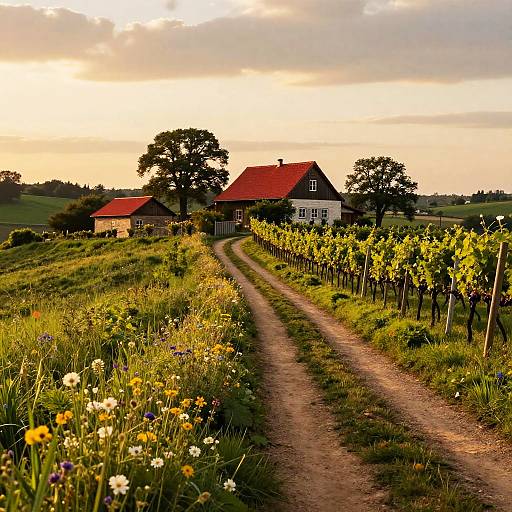 Serene Countryside with Rustic Farmhouse
