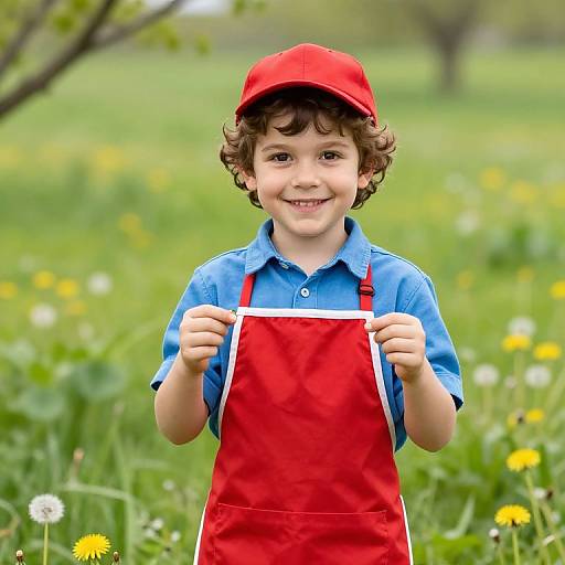 Cheerful Boy in Garden Setting