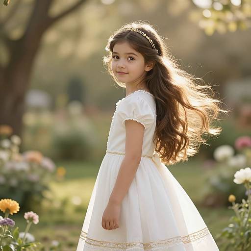 Elegant Girl in Sunlit Garden