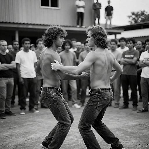 High-Contrast Black-and-White Street Dance Scene