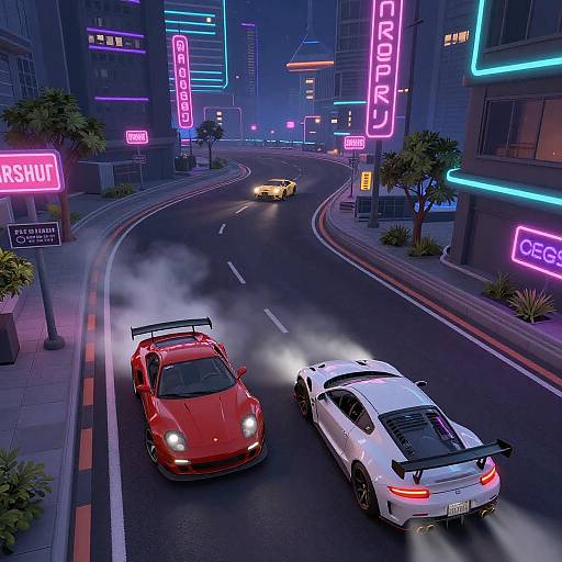 Synthwave Neon Sports Car Drifting