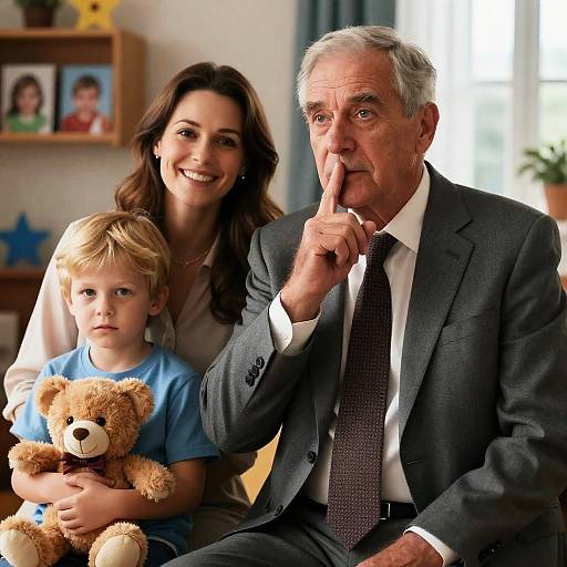 Family Portrait with Contemplative Man