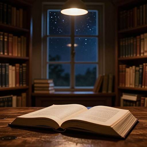 Cozy Nighttime Library Scene