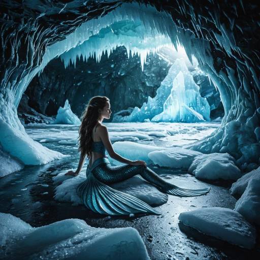 Icy Mermaid in Frozen Sea Cave