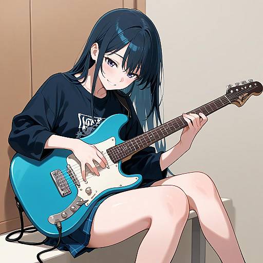 Girl Playing Guitar in Masterpiece Quality