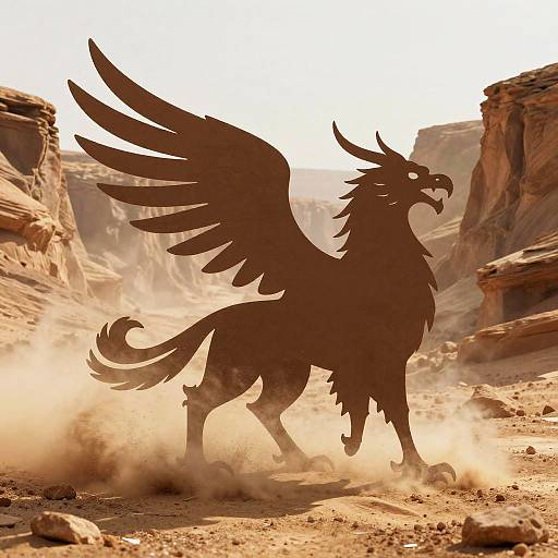 8K Mythical Gryphon Silhouette Rendering