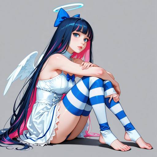 Colorful Girl in Striped Fashion