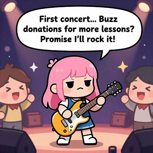 Cute Rookie Rock Star Anime Girl