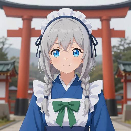 Cute Anime Girl in Traditional Japanese Setting