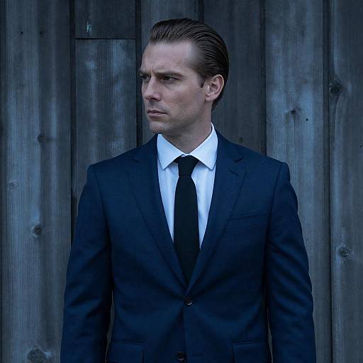 Blue-Toned Portrait of Man in Suit