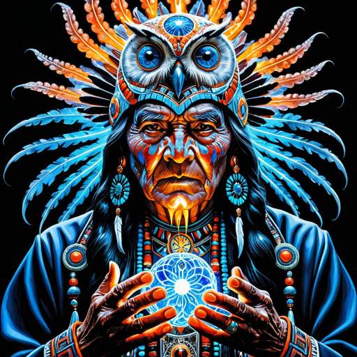 Vibrant Urban Sorcerer with Owl Goddess Vibrant Urban Sorcerer with Owl Goddess