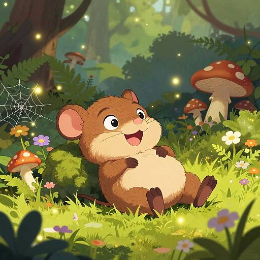 Joyful Vole in Enchanted Wildflowers