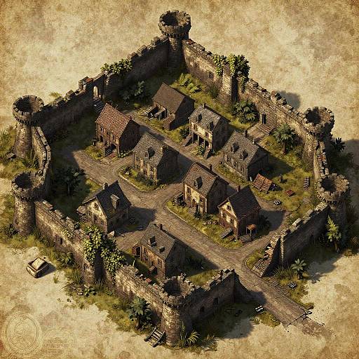 D&D Ruined Town Dark Fantasy Map