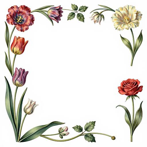 Art Nouveau Botanical Flower Frame