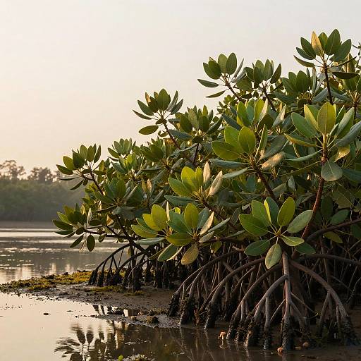 Detailed Lithograph of Mangrove Estuary