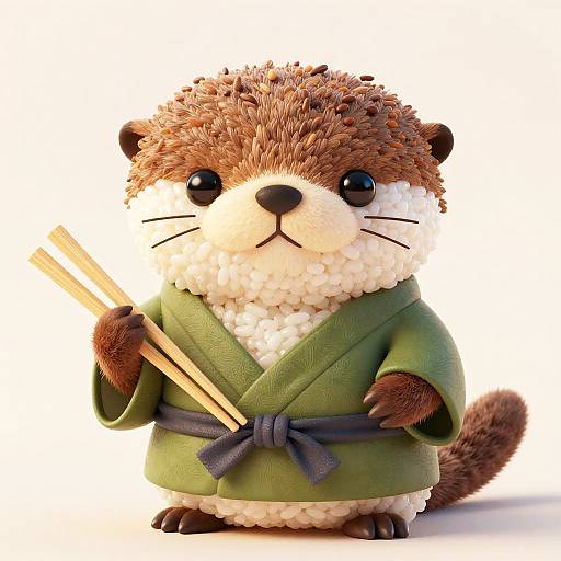 Kawaii Sushi Otter in Seaweed Kimono