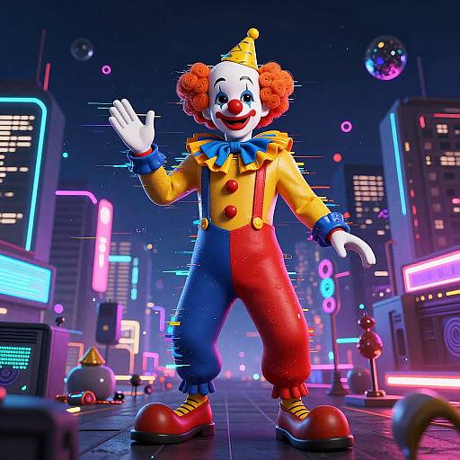 Glitch Art Neon Clown Scene