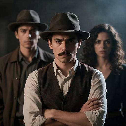 Dramatic Portrait of Three Individuals