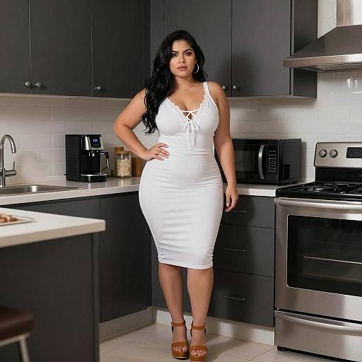 Confident Latina Woman in Modern Kitchen
