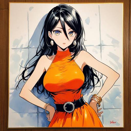 Rukia Kuchiki in Elegant Orange Dress