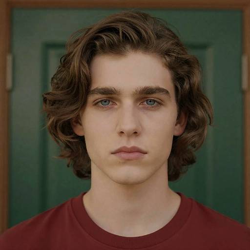 Portrait of Young Man with Wavy Hair