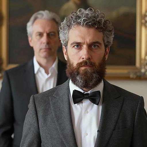 Two Bearded Men in Formal Attire Indoors