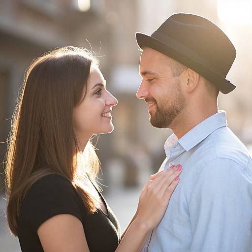 Sunlit Smiling Couple Portrait