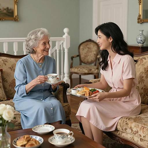 Charming Vintage Living Room Tea Scene