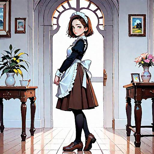 Anime Style Maid in Classic Uniform