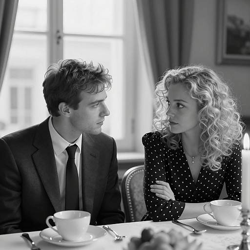 Intimate Black and White Dining Scene