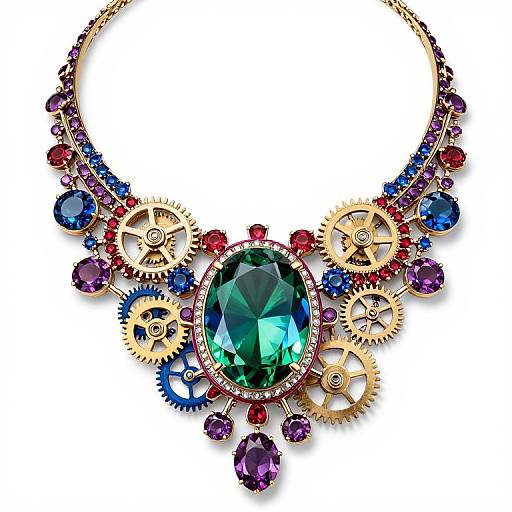 Intricate Mechanical Gemstone Necklace